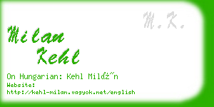 milan kehl business card